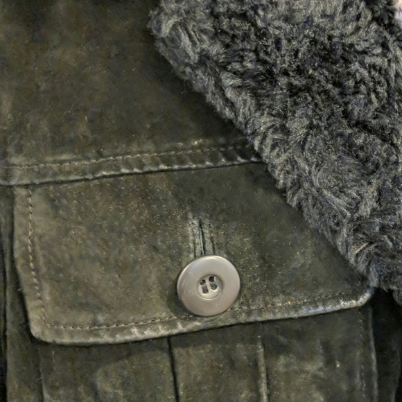 black Genuine suede fur jacket - Picture 2 of 2